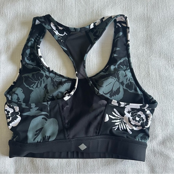 Rise By Lularoe Sports Bra Womens M Black Floral Racerback Athletic Gym Yoga Run - Picture 2 of 7